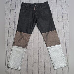 DSQUARED2 Black Jeans with Bronze and Silver Colorblock Panels